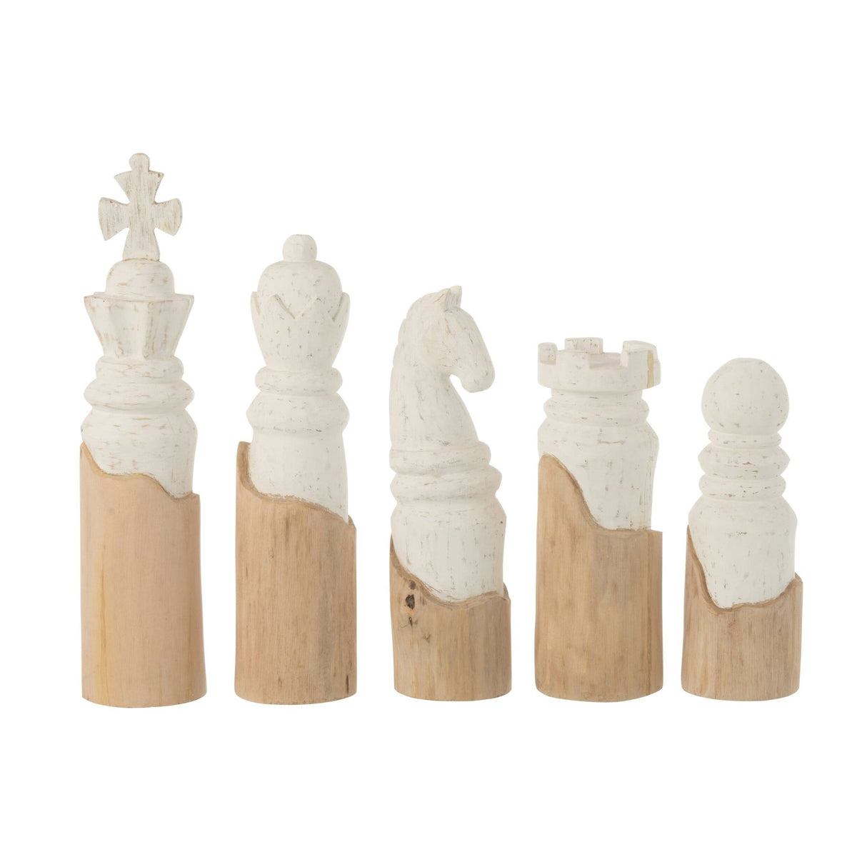 Set di 5 pezzi da scacchi in legno di mango bianco/naturale J-Line