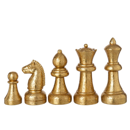 Set di 5 pezzi da scacchi in poliresina dorati J-Line