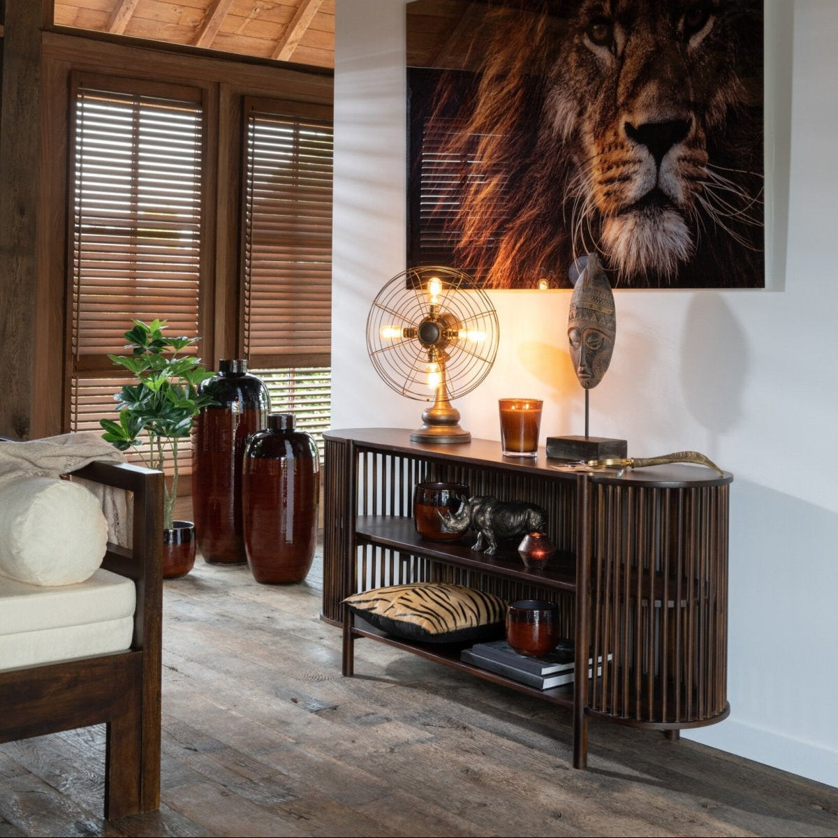 Tavolino Conie 2 Ripiani Legno di Mango Marrone Scuro J-Line