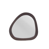 Spiegel Lou Organisch Bruin 45x43cm van Starfurn, vooraanzicht van de organische spiegel met bruine mangohouten lijst