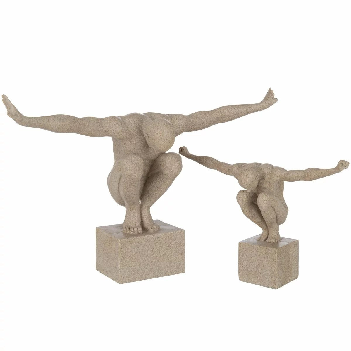 Sporter Op Voet Marmer Poly Zand Small - Beeld - J-Line - livinglovely.nl