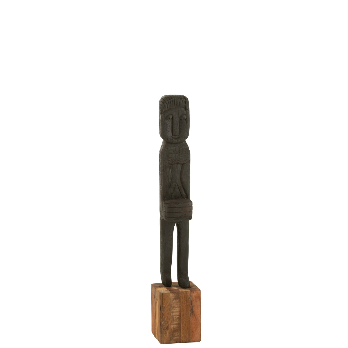 Statua Boro Legno Riciclato Nero/Naturale H115cm J-Line