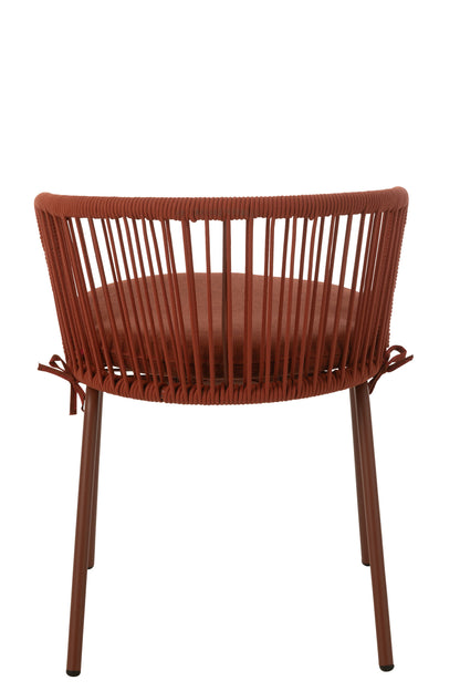 Stoel Toa Metaal/Koord Rood - Terrasstoel - J-Line - livinglovely.nl