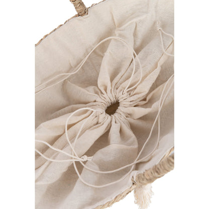 Borsa da spiaggia Bonjour/Hello con nappa in juta naturale/bianca, assortimento di 2 J-Line