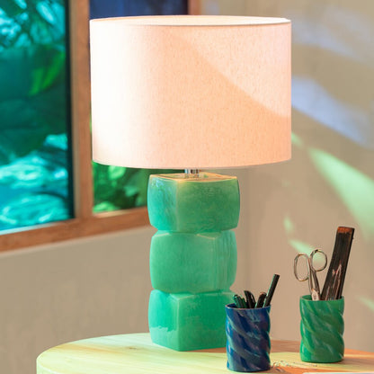 Lampada da tavolo 3 cubi in vetro verde scuro J-Line