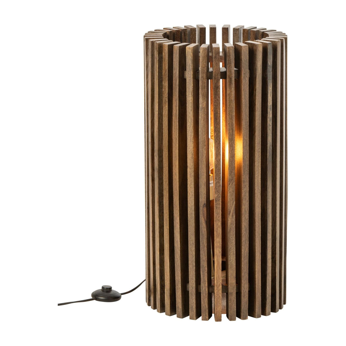 Lampada da tavolo in legno di mango scanalato marrone scuro J-Line