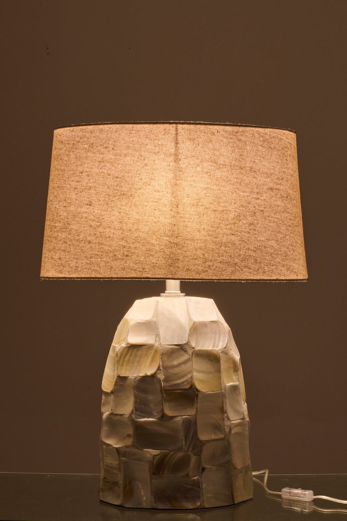 Lampada da tavolo Effetto perla Conchiglia Bianco sporco/Beige chiaro J-Line