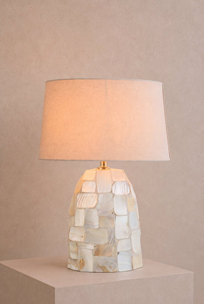 Lampada da tavolo Effetto perla Conchiglia Bianco sporco/Beige chiaro J-Line