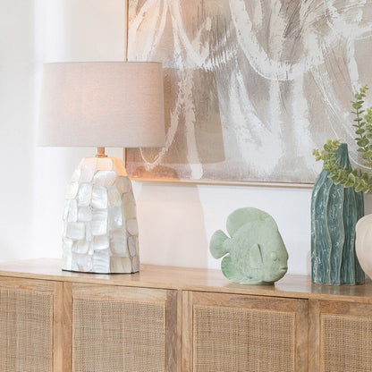 Lampada da tavolo Effetto perla Conchiglia Bianco sporco/Beige chiaro J-Line
