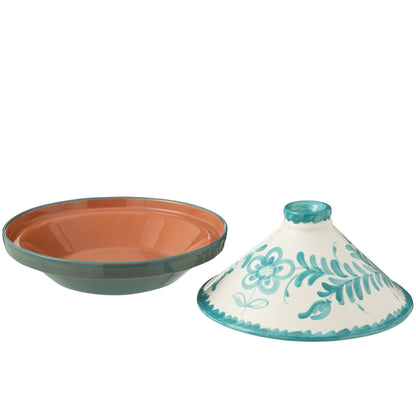 Tagine Granada Motivo Aqua/Bianco Ceramica J-Line