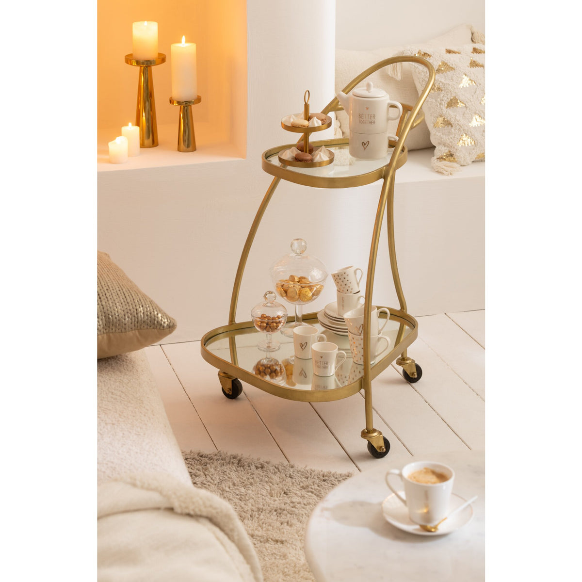Carrello Triangolo Metallo/Specchio Oro J-Line