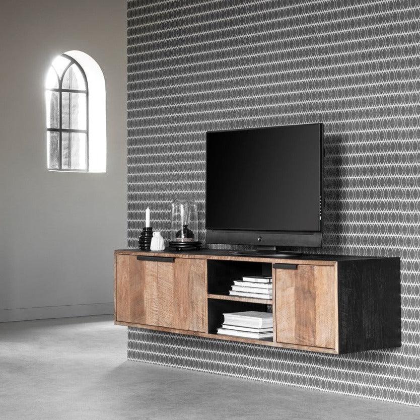 TV-meubel Cosmo Hangend van DTP Home, close-up van het gerecyclede teakhout