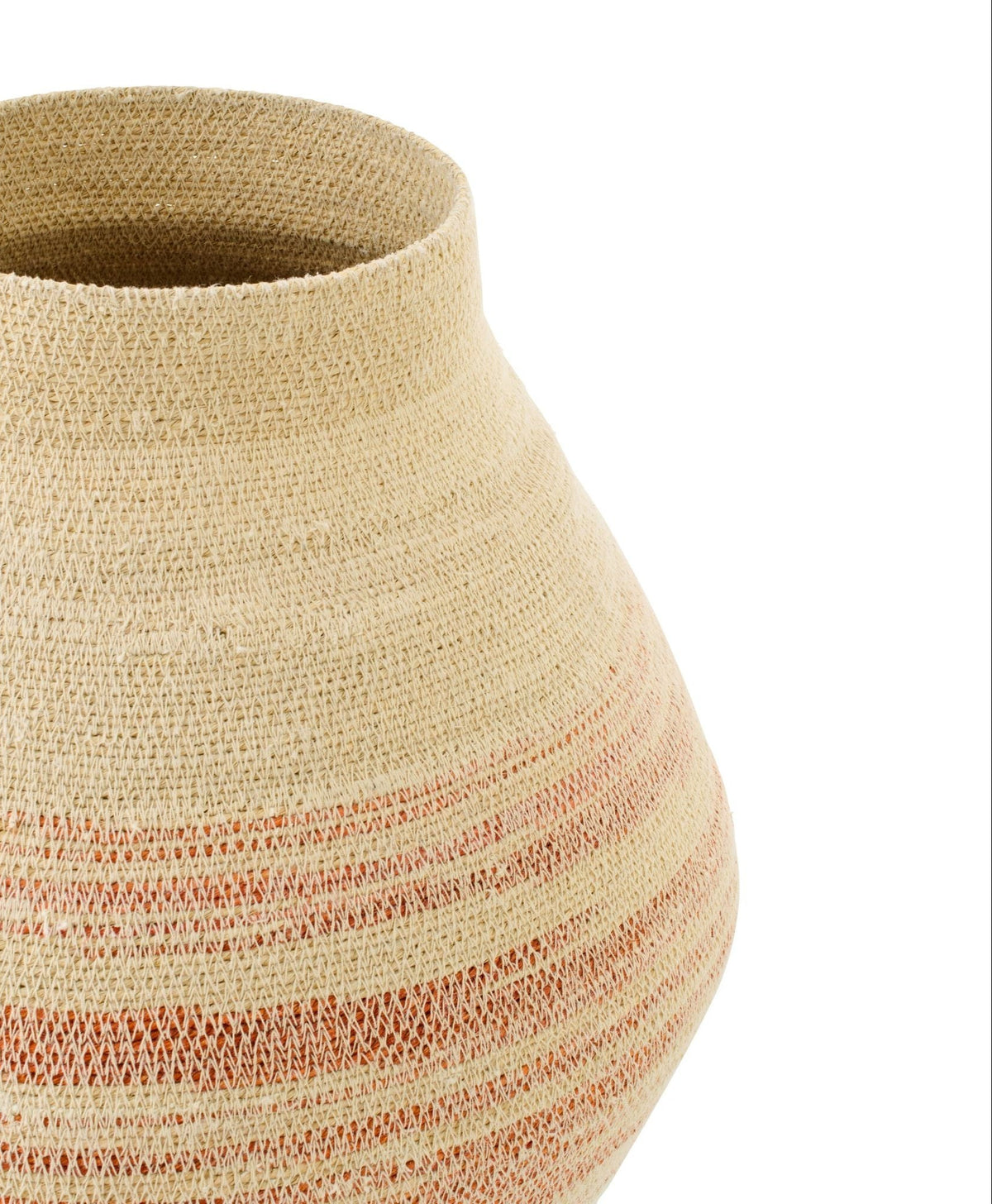 Cestino a righe in paglia naturale/arancione scuro J-Line