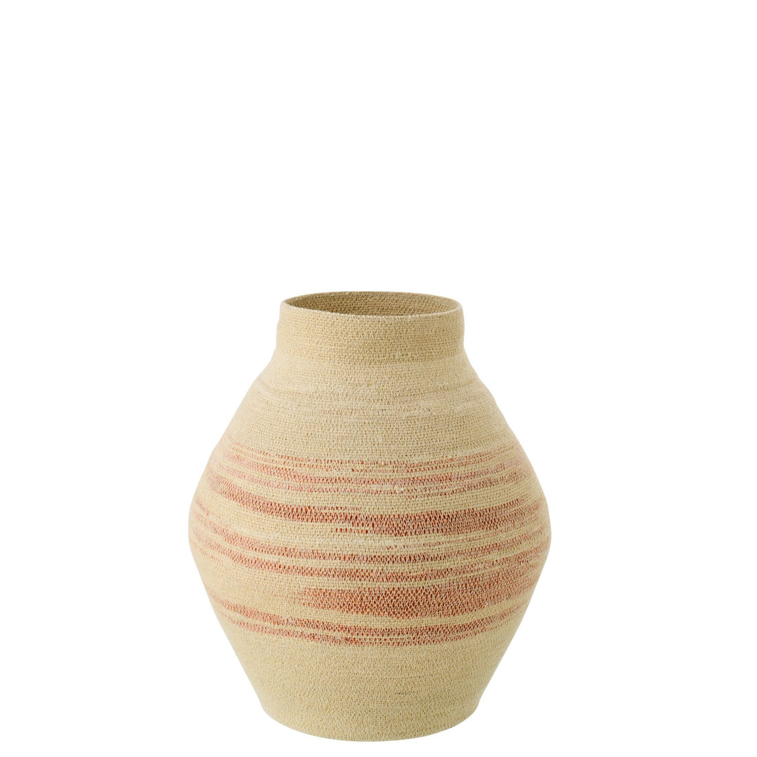 Cestino a righe in paglia naturale/arancione scuro J-Line