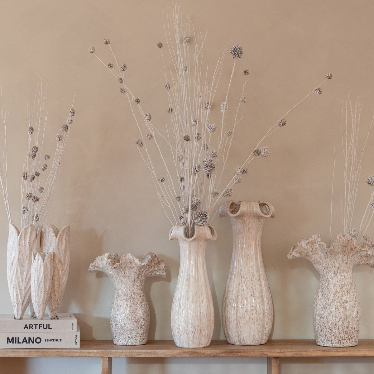 Vaso in Ceramica Smaltata Beige Small J-Line