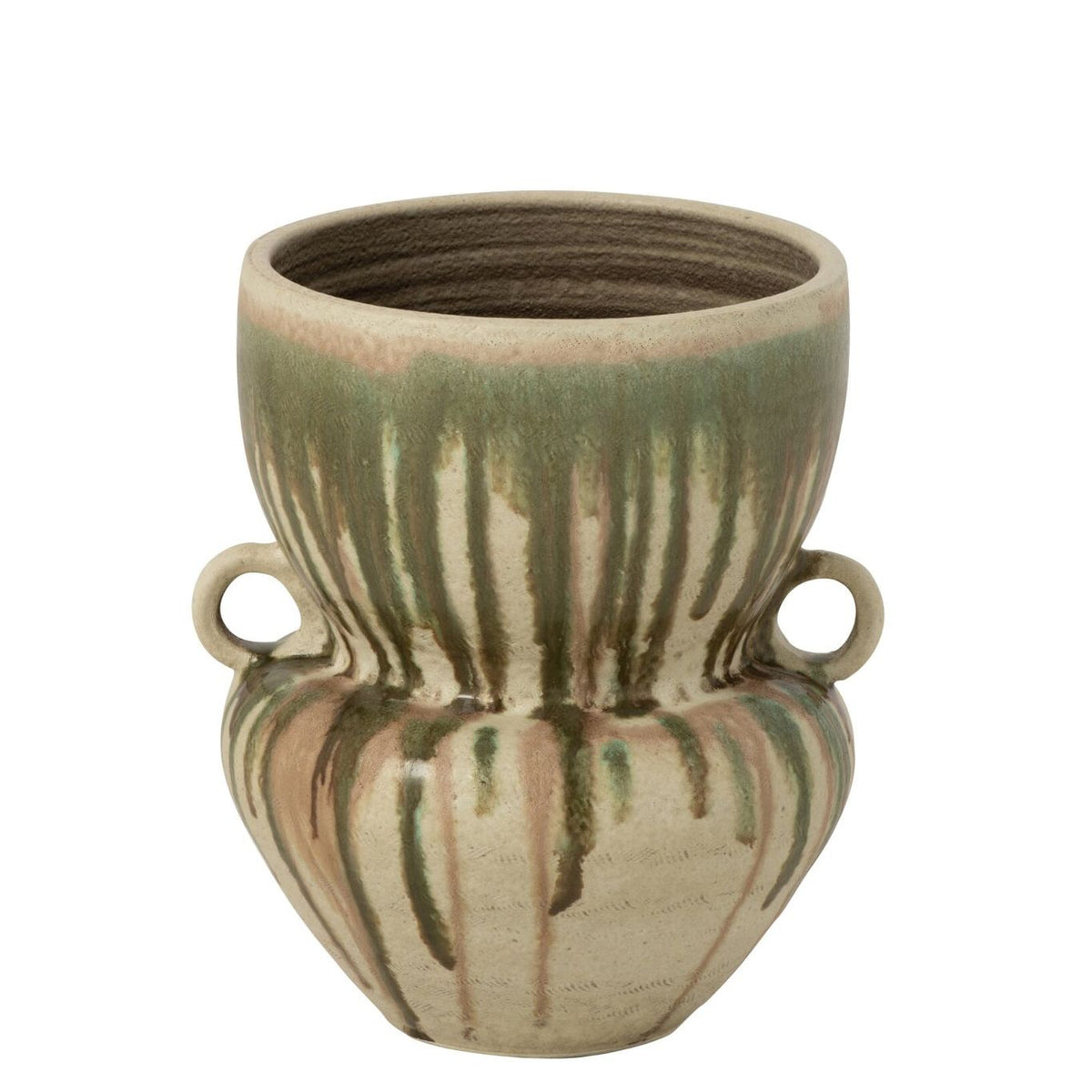 Vaso in ceramica verde oliva/beige chiaro J-Line