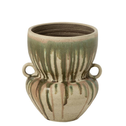 Vaso in ceramica verde oliva/beige chiaro J-Line