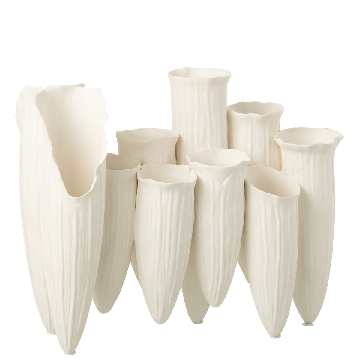 Vaas Soliflore Helix Cilinder Keramiek Wit - Vaas - J-Line - livinglovely.nl