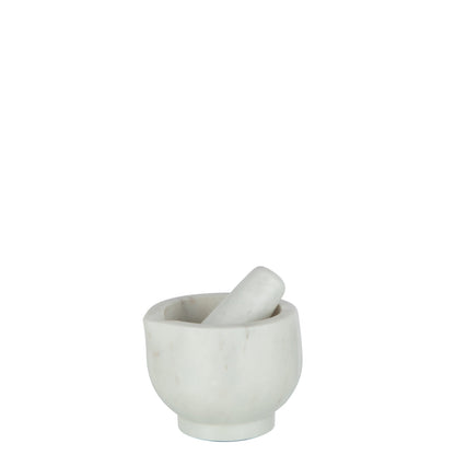 Vijzel + Stamper Marmer Wit - Keukenaccessoire - J-Line - livinglovely.nl