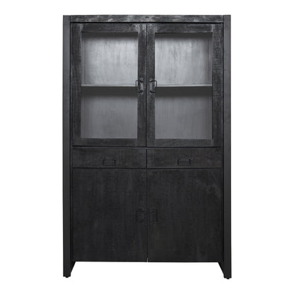 Vitrinekast Boaz Zwart 115cm van Starfurn, onderdeel van de Boaz Zwart woonserie