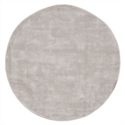 Rond vloerkleed La Belle van MUST Living in lichtgrijze viscose met een doorsnede van 150 cm