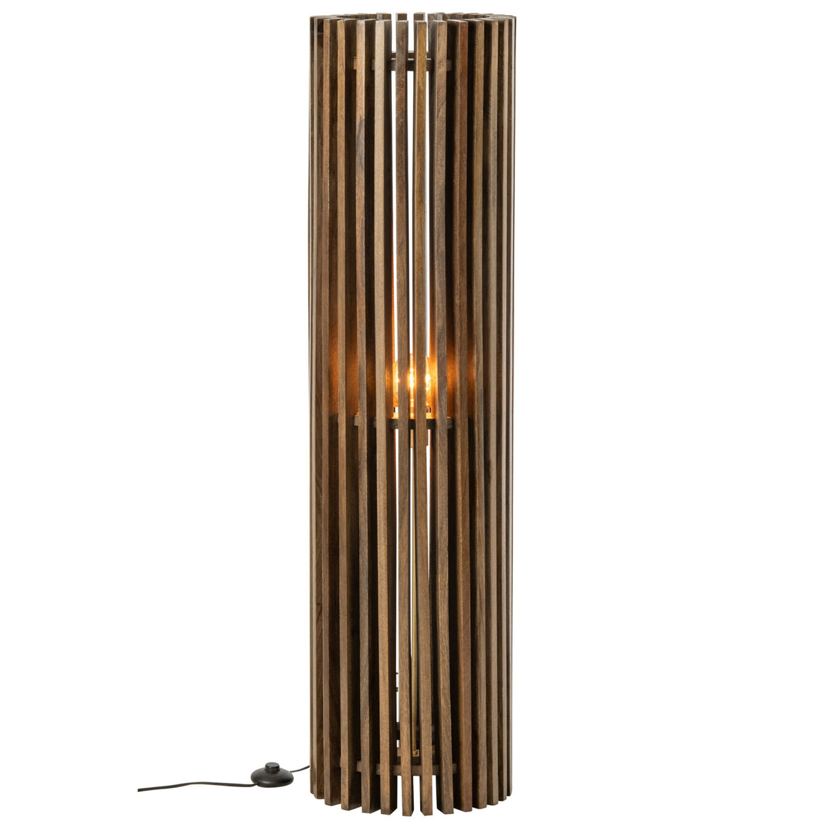 Lampada da terra scanalata in legno di mango marrone scuro J-Line