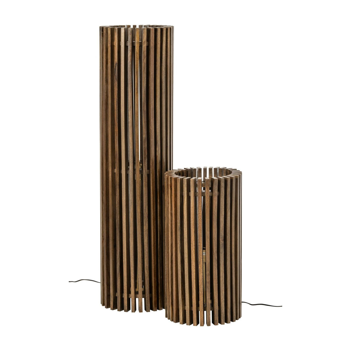 Lampada da terra scanalata in legno di mango marrone scuro J-Line