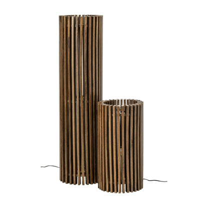 Lampada da terra scanalata in legno di mango marrone scuro J-Line