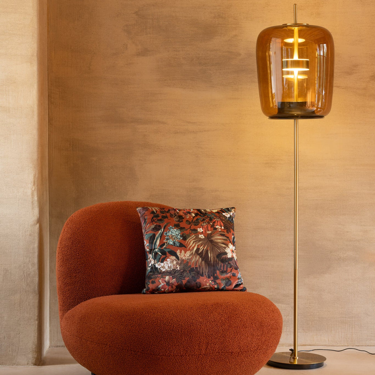 Lampada da terra Led Vetro Marrone H 168cm J-Line