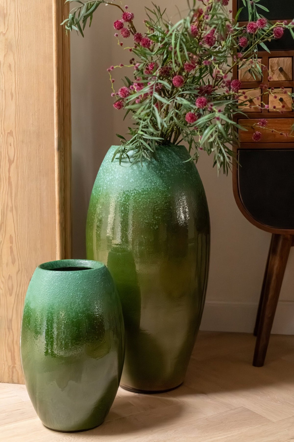 Vaso da Terra Ceramica Verde Scuro/Turchese Medio J-Line