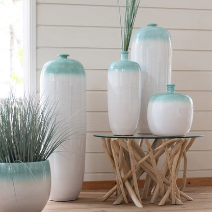 Vaso da terra in ceramica verde menta/bianco Small J-Line