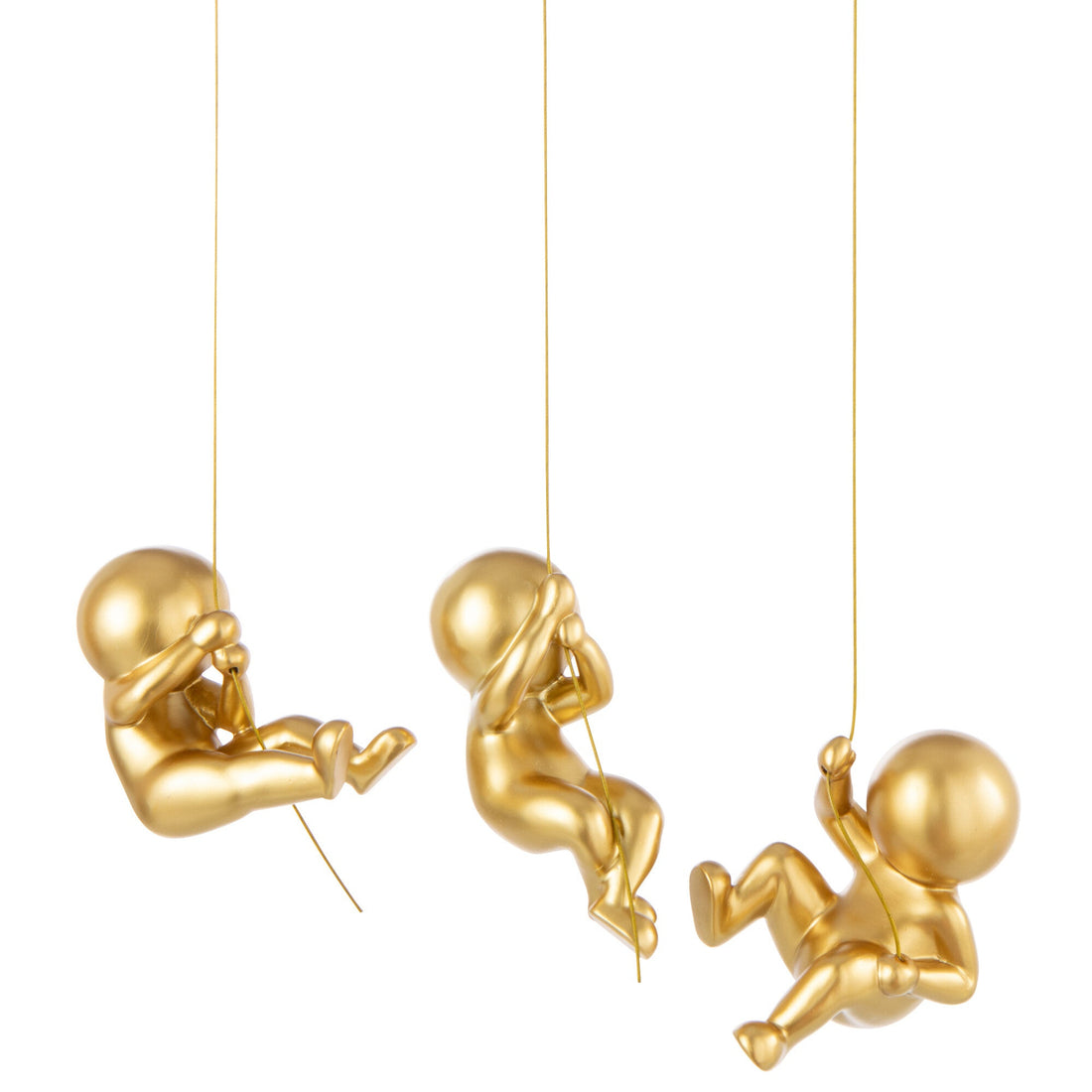 Wanddecoratie Marcel Goudkleurig Set van 3 - Wanddecoratie - J-Line - livinglovely.nl