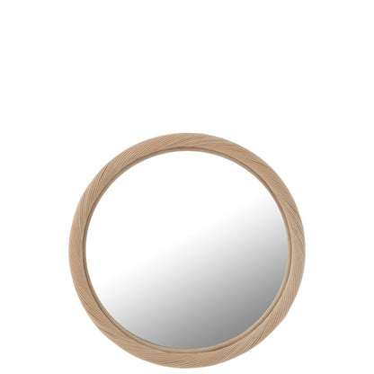 Wandspiegel Rond Rotan/Glas Naturel Small Ø 50 cm - Spiegel - J-Line - livinglovely.nl