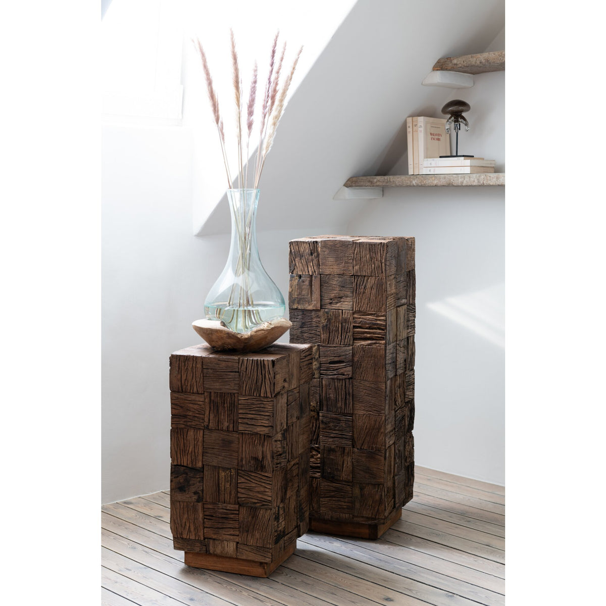 Colonna in legno riciclato naturale medio J-Line