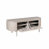 Zwevend TV-meubel Excellent Taupe 120cm van Starfurn met geopende klepdeuren en legplank