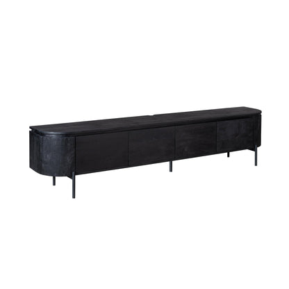 Zwevend TV-meubel Excellent Zwart 240cm van Starfurn schuin van links, met afgeronde zijkant