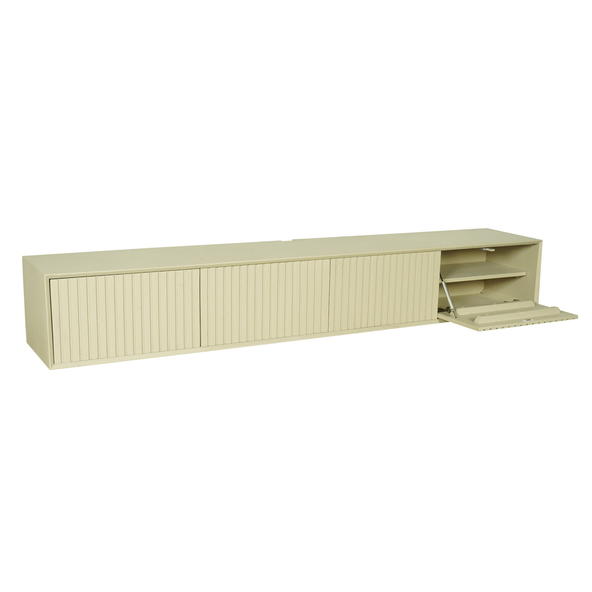 Zwevend tv meubel Madison Zand van Starfurn van opzij met een diepte van 35 cm